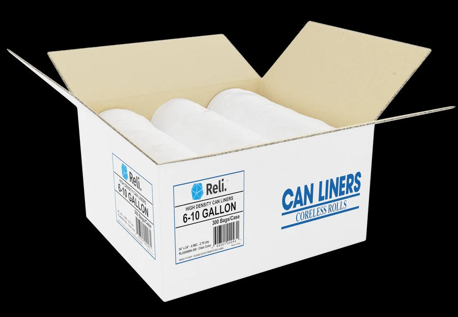 BOLSAS DE BASURA 6 A 10 GALONES CLEAR 300UND MARCA RELI